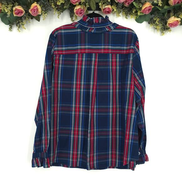 St. John's Bay Plus Size Navy Tartan Plaid Shirt Size XXL NWT - Picture 2 of 11